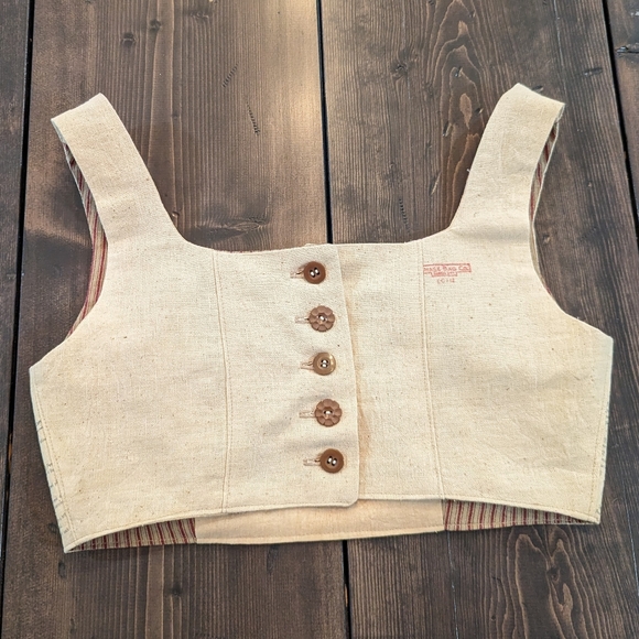 VINTAGE FEED SACK cropped top S (A1) - Picture 7 of 10